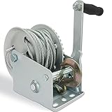 AKRIXKIP Boat Trailer Winch, 1600lbs Hand Winch with 23ft Strap, 4:1 Gear Portable Winch with Hook,