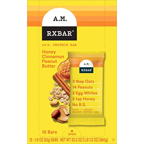 Rxbar A.m. Protein Bars, Gluten Free Snacks, Breakfast Snacks, Honey Cinnamon Peanut Butter, 23.2Oz Box (12 Bars) #TOP5