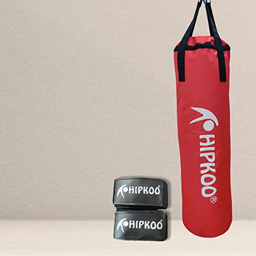 Image of Hipkoo Sports 3 Feet Unfilled Matte Punching Bag with Hand Wrap Combo | 1 Punching Bag & 1 Hand Wrap | for Boxing, MMA, Sparring, Punching Training Kick & Muay Thai (Red)