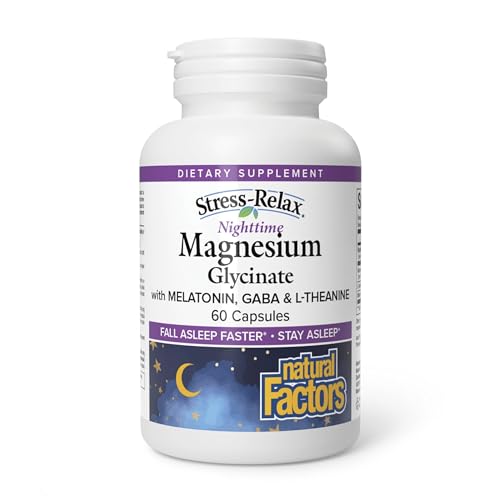 Natural Factors Stress-Relax Nighttime Magnesium GLYCINATE, 60 Capsules
