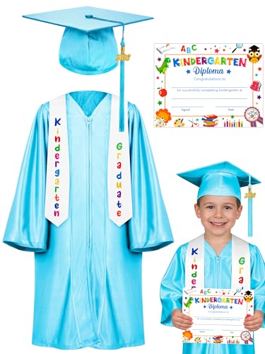 QZYL Kindergarten Graduation Cap and Gown Set, 2026 Kids Graduation Outfit with Tassel and Certificate for Kindergarten