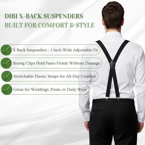 Image of Dibi Suspenders for Men - Adjustable X back Suspender with 4 Strong Clips
