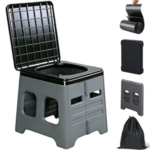 Portable Camping Toilet for Adults – Portable Folding Toilet with Lid,Travel Portable Potty for Adults,Porta Potty Car Toilet,Grey