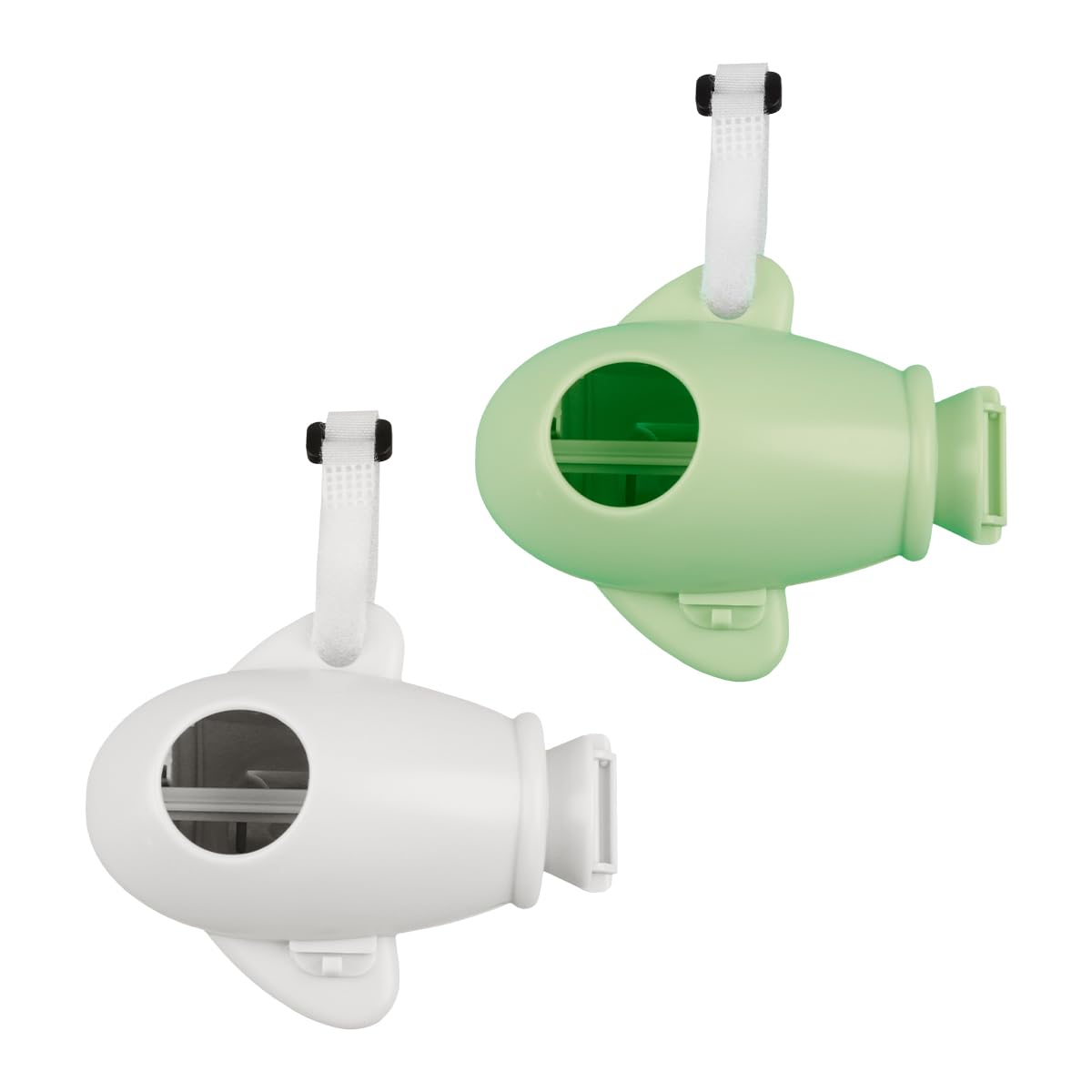 Lotsdonxia White/Green 2-Pack Planet Pod Dog Poop Bag Holders, Portable Pet Waste Bag Dispenser With Velcro For Dog Walking Essentials ( & Green)
