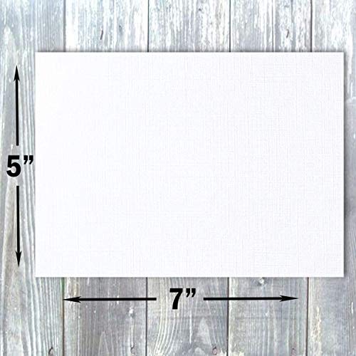 Hamilco White Linen Cards And Envelopes - Flat 5" X 7" Cardstock Paper 80Lb Cover 100 Pack #TOP1
