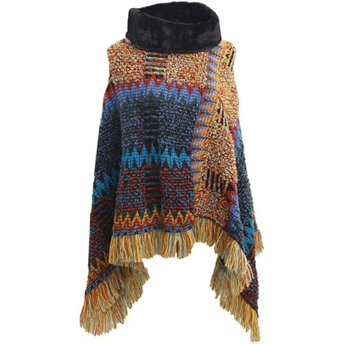 Capas De Otoño E Invierno para Mujer, Poncho con Flecos, Capa De Ganchillo, Jersey Nacional, Capa De Punto, Chal De Lana Cálido para Mujer