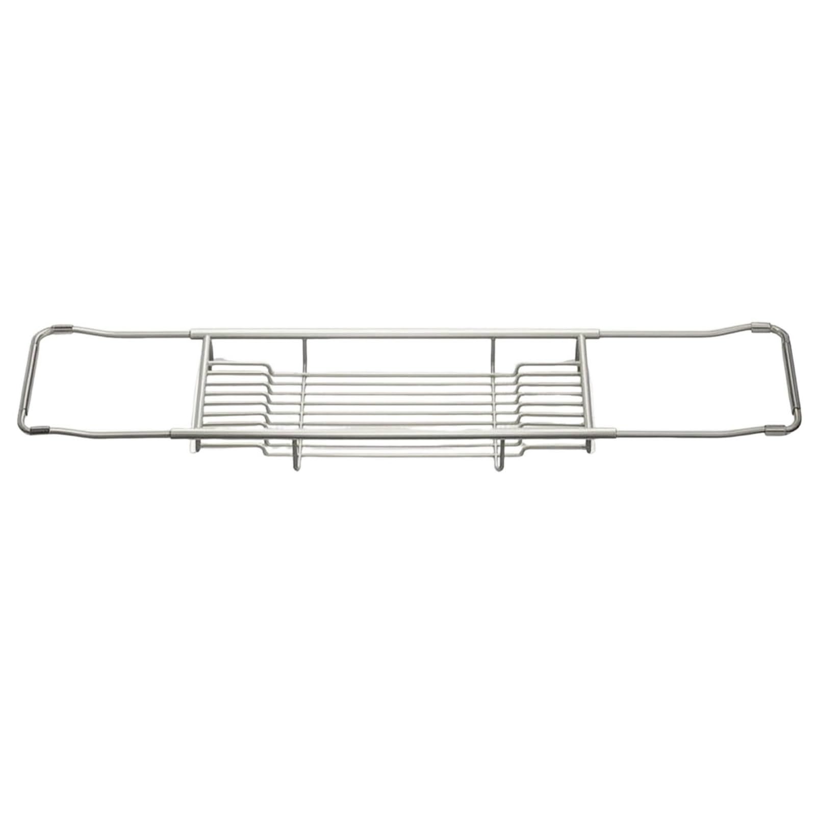 kowaku Mensola Vasca da Bagno Vassoio Vasca Ripiano Vasca Portavassoio Vasca Telescopico in Acciaio Inox con Supporto per Telefono E Vaschette Accessori, Bianco Alla Moda, Versione Estesa