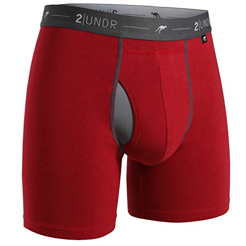 2Undr Mens Day Shift 6" Boxer Brief Underwear (Red, Small) #TOP26