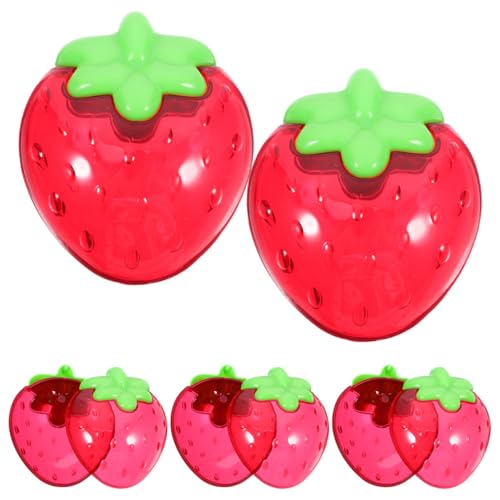 SHOWERORO Cajas De 5 Piezas Caja de dulces de fresa cajas de golosinas para shower decoraciones de fresa caja para joyas caja transparente decoraciones de cumpleaños de fresa rojo