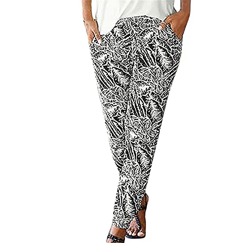 Mosestons Femme Pantalons Imprimés Taille Haute pour,Sarouel Bohème,Coton Lin Harem Pantalon,Pantalon de Plage Loisir/Yoga/Pilate/Jogging S-XXL Cover