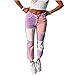 Produktbild Hoch Taillierte Patchwork-Jeans Für Damen In Übergröße, Patch Flare-Jeanshose, Modische, Gerade Hose Und Sexy Vintage-Bleistifthose Für Lebhafte Frauen (Rosa,XXL)