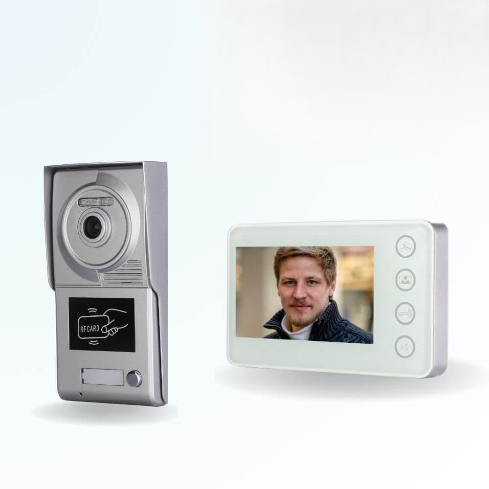 Portier interphone vidéo Neo 2 Fils - 1 Appartement - 1 écran Blanc - avec Lecteur de Badge