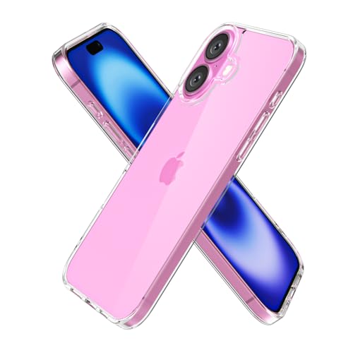 oakxco Clear Phone Case for iPhone 16 Case, Thin Slim Transparent Hard Plastic Back & Soft Silicone Bumper, Cute Non Yellowing Hybrid Matte TPU Frame Protective Cover for Women, Crystal Clear