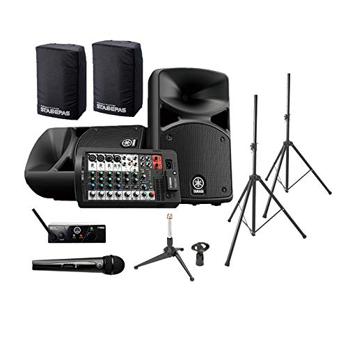 YAMAHA STAGEPAS400BT(カバー付き) 会議・プレゼン用スピーカーセット 【ワイヤレスマイク ・ 必須アクセサリー一式付きPAシステム】 ヤマハ