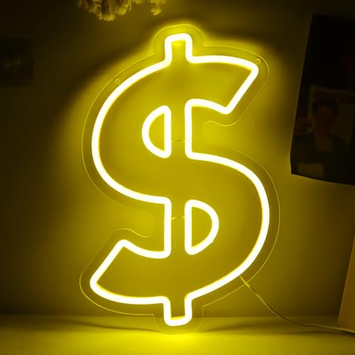 JFLLamp Dollar $ Neon Sign, Wall Decor, 10.2x14.6