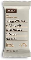 RXBAR, Coconut Chocolate, Protein Bar, 1.83 Ounce (Pack of 24) Breakfast Bar, High Protein Snack