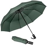 ZOMAKE Regenschirm sturmfest – 114 cm großer Taschenschirm, Dunkelgrün