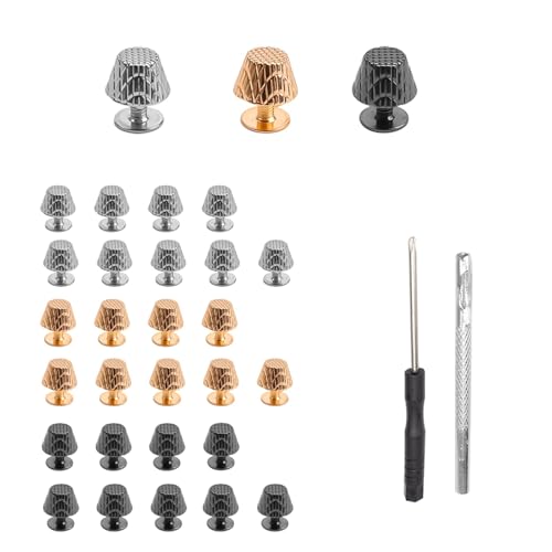 HASLED Patas para Bolsos 10mm - 30 Piezas Aleación Zinc + Destornillador/Punzón - Antideslizante para Fondos (Oro, Plata, Negro)