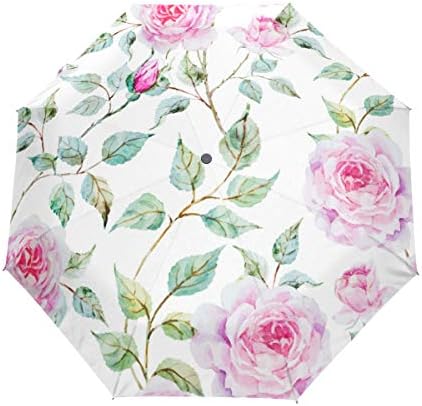 FORMRS Automatic Umbrella, Rose Pink Umbrella Compact Lightweight, Waterproof Windproof for Sun Rain Travel