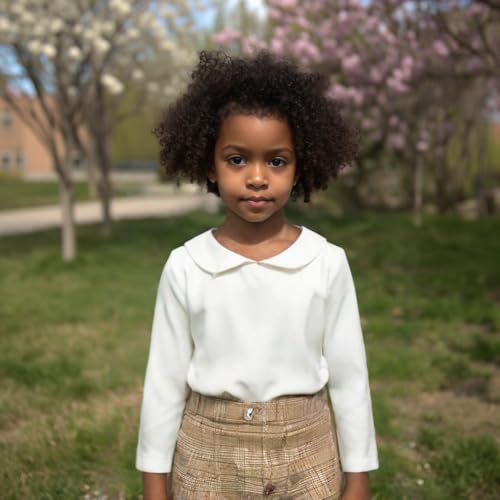 Toddler Kids Girls Boys Basic Peter Pan Collar Tee Shirt T-Shirts Tops Bottom Long Sleeve Solid Blouse3