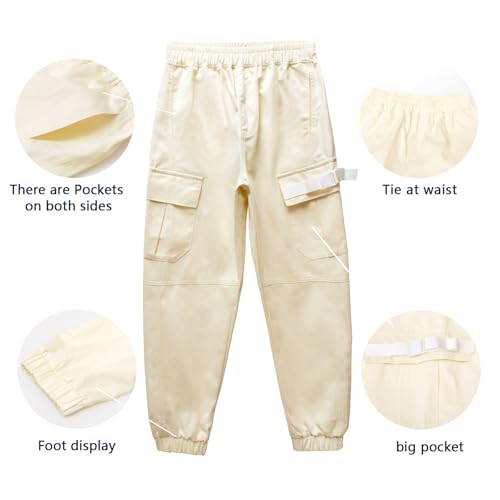 Image of Boys Cargo Pants Cotton Casual Pants Elastic Waist Hiking School Uniform Sweatpants Joggers
