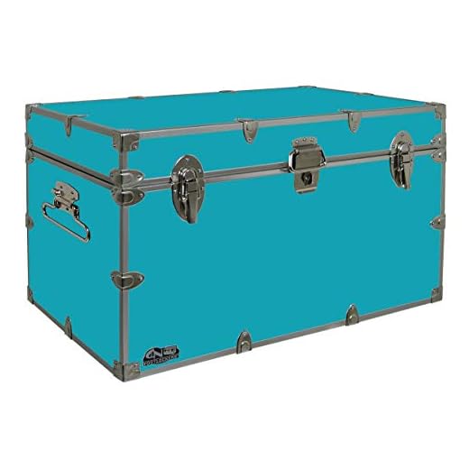 C&N Footlockers Graduate Storage Trunk - Large College Dorm Chest - Durable with Lid Stay - 32 x 18 x 18.5 Inches (Teal)