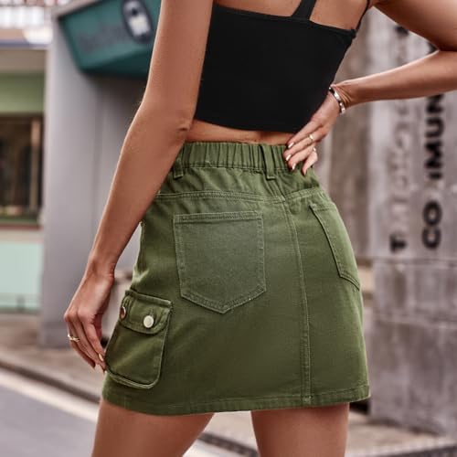 LAFOURAM Womens Denim Skirt Summer with Pockets High Waisted Trendy Cargo Mini Jean Skirts3