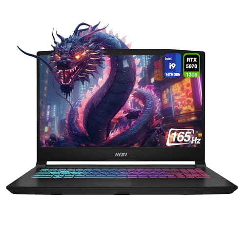MSI Katana 15 HX Gaming Laptop, Intel i9-14900HX, 32 GB DDR5 RAM, 1 TB PCIe SSD, 15.6" QHD+ (2560x1440) 165Hz Display, Nvidia G-Force RTX 5070, 4 Zone RGB Keyboard, W11 Home, Black