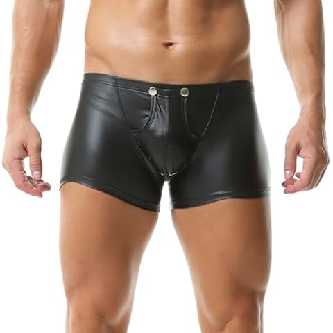 DTODWW Men's Faux Leather Boxer Shorts Cover