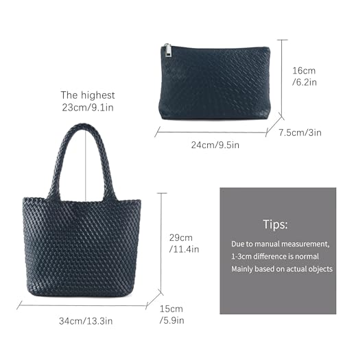 Image of Hand Woven Bag Tote BagS For Women Top Handle Shoulder Vegan Leather Large Travel Beach Hobo Handbag