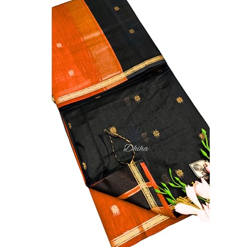 Image of Original Maheswari Cotton Silk Saree for Women | Kanjivaram Pure Silk Cotton Sari with Blouse | Zari Work | Tassels | Handloom Weave