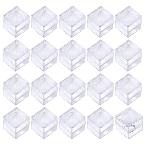 CHGCRAFT 20 cajas de exhibición transparentes de piedras preciosas, caja de exhibición de plástico con lupa para gemas, anillo de embalaje de regalo de diamantes