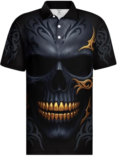 Image of PAGYMO Funny Golf Shirts for Men Crazy Printed Pattern Novelty Moisture Wicking Performance Mens Polo Shirt