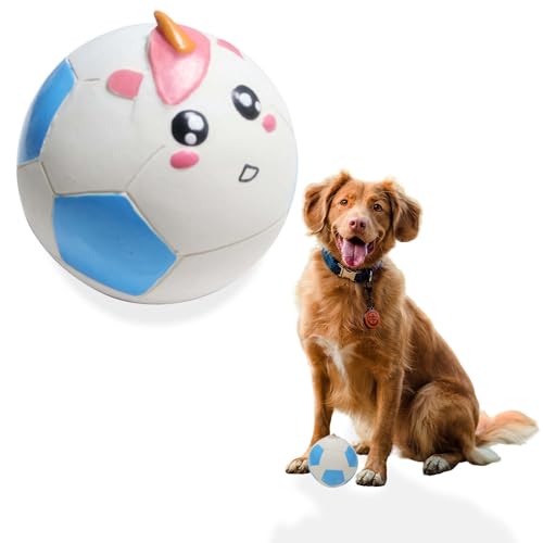Pelota de fútbol para perros de látex con sonido, 3.7 pulgadas