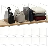 Cong.Lai 12 Stück Transparente Acryl Regaltrenner: Multifunktionaler Kleiderschrank Organizer - 30 x 20 cm Regalteiler - Kleiderschrank Trenner Verstellbares für Schrank Schlafzimmer Bücherregale