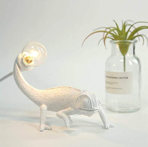 Image of MAYOLA Modern Chameleon Table Lamp,Desk lamp,Night Light,Wall Lamp, Resin Chameleon Lighting Fixture for Living Room, Bedroom, Office,Kids (Table Lamp, A-White)