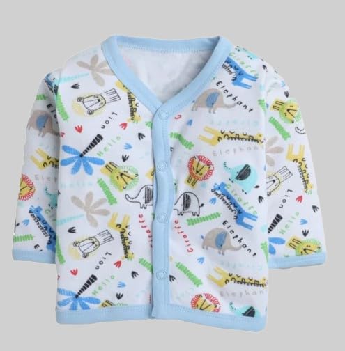 Image of Baby Boys' & Baby Girls' T-Shirt Hosiery Cotton Clothing Full Sleeve Jhabla /Vest Front Open T- Shirt with Snap Buttons