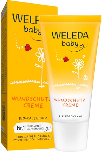 WELEDA Bio Baby Calendula Wundschutzcreme 30ml - Naturkosmetik Babypflege Windelcreme schützt empfindlicher Babyhaut im Windelbereich. Natürliche Hautpflege hilft bei gereizter Haut & Windelausschlag