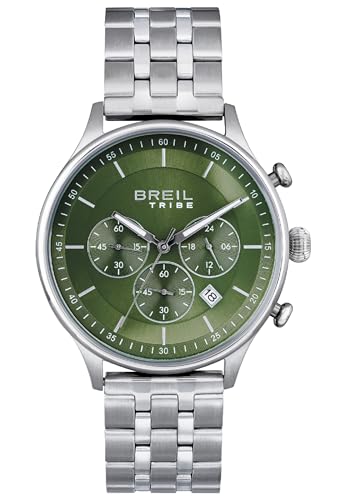 Non si applica Breil Orologio UOMO CLASSY quadrante MONO-COLORE VERDE movimento CRONOGRAFO QUARZO e BRACCIALE ACCIAIO ARGENTO EW0641