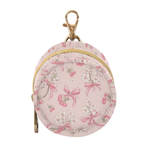 zyrtty Pacifier Case with Hook Pink Flower Berry Bow Pattern Pacifier Holder Pod Easily Attaches to Diaper Bag or Purse