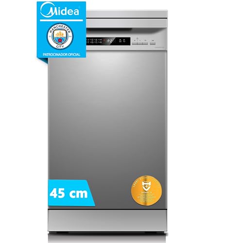 Midea Lavavajillas 45 cm+++ Inox para 10 servicios - Lavaplatos libre instalación - Compacto con 8 Programas de Lavado integrable - Filtro Antibacterias, Programación Horaria, Auto Door Open y WIFI