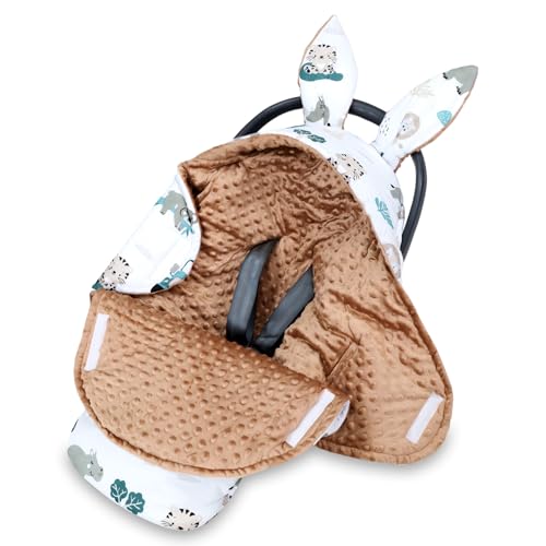 Totsy Baby Manta de porteo y Saco Universal para Silla de Coche Paseo capazo y Carro – 90x90 cm arrullo cobertor Transpirable y Lavable para Cochecito niños y niñas Oeko Tex Minky África marrón