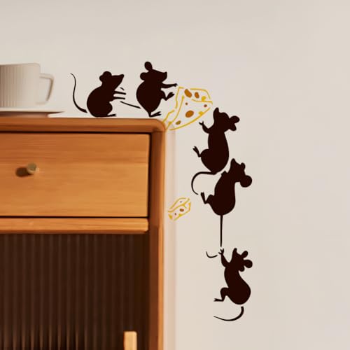 FINGERINSPIRE Maus Käse Schablone Mit Pinsel 21x29.7cm Süße Maus Malvorlage Käsemuster Schablone Zum Malen Maus Silhouette Vorlage Tiermotiv Vorlage Für Wanddekoration