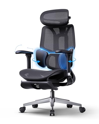 Hbada E3 Air 2026 Edition Silla Ergonómica Oficina con Soporte Lumbar 3 Zonas, Reposacabezas y Brazos 4D, Ajuste Automático de Peso, Reclinable 140°, Comfy Home Office Chair