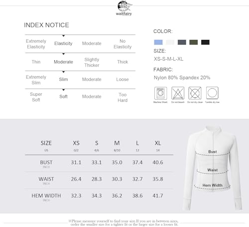 Waitfairy Jaquetas femininas com zíper, leves, para corrida e treino, jaqueta feminina, slim fit, Br
