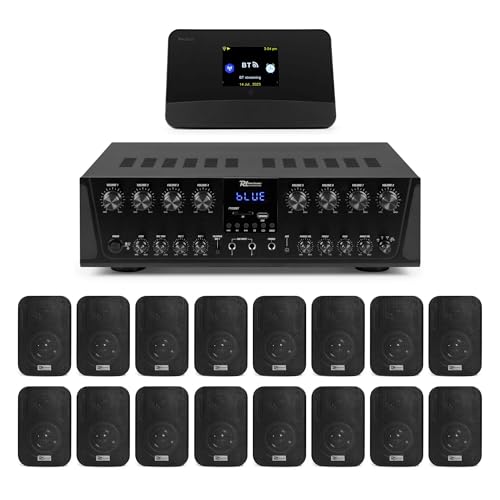Power Dynamics Multiroom Soundsystem - 8 Zonen Verstärker, 800 Watt, 16 Außenlautsprecher, Internetradio mit DAB, Bluetooth, WLAN, UKW, inkl. Fernbedienung für Haus & Gewerbe Power Dynamics Multiroom Soundsystem - 8 Zonen Verstärker, 800 Watt, 16 Außenlautsprecher, Internetradio mit DAB, Bluetooth, WLAN, UKW, inkl. Fernbedienung für Haus & Gewerbe