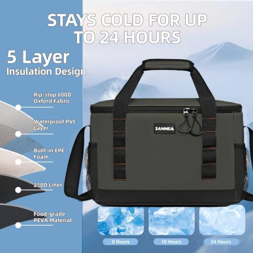 Image of Backpack Cooler Insulated Leakproof, Soft Cooler for Outdoor Camping Hiking | 7.5x13x18in, leakproof liner, waterproof oxford, multi pockets, wine opener, for camping hiking picnic fishing