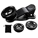 Phone Fisheye Lens 3in1 Wide Angle Fish Eye Macro Lenses Clip-on Universal Lens Black Lens Attachments