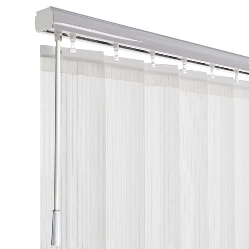 Cordless Vertical White Window Blinds for Home, Light Filtering Privacy Window Shades for Sliding Glass Windows, Made to Order, Between 40