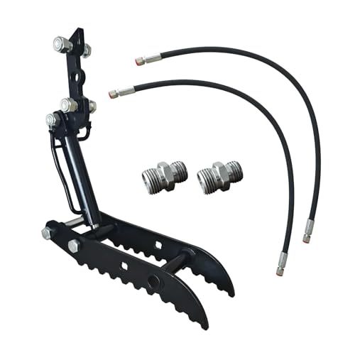 Hydraulic Thumb Clip Attachment 3-Holes for Mini Excavator Small Digger Crawler Small Digger Attachments fit Most of up to 2 tons with2* M14 Hoses and Converters Black
